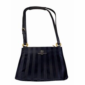 Valentino Garavani Sport Shoulder Bag or Crossbody Black Striped Gold Hardware